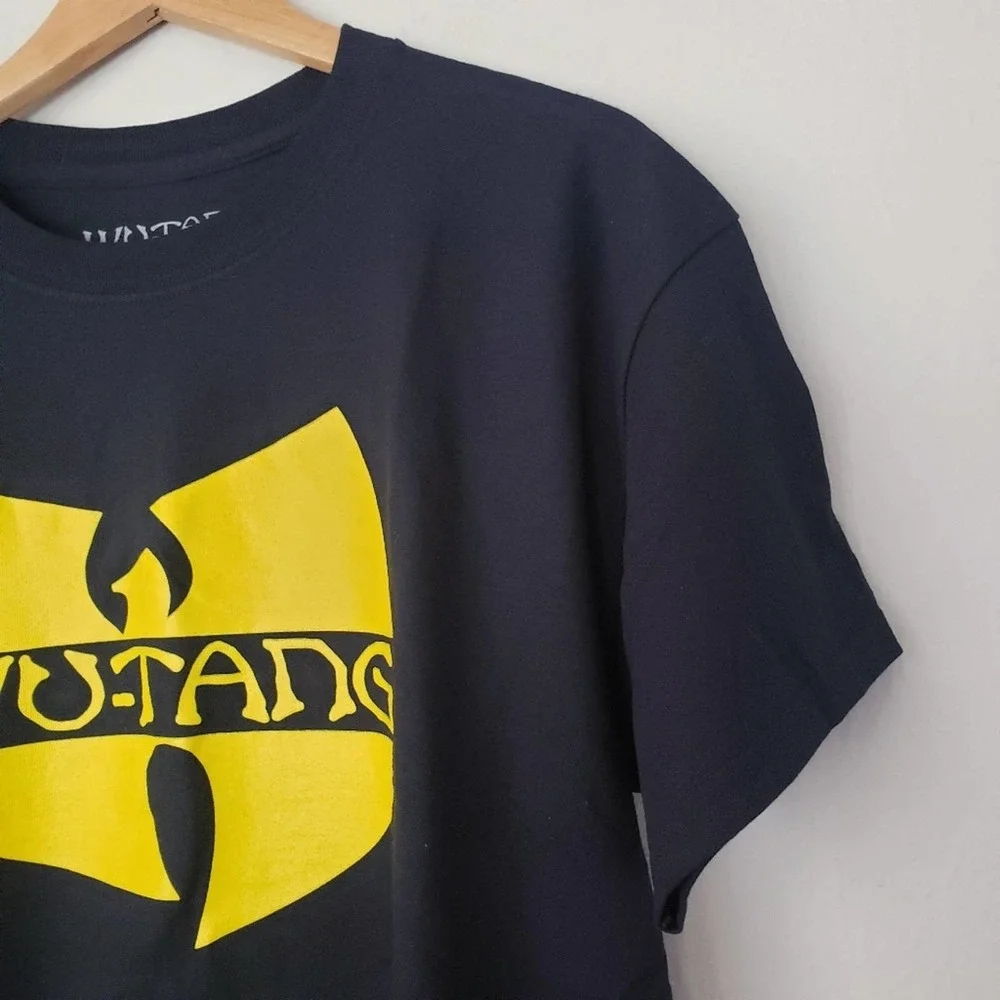 NEW Wu Tang Graphic Logo Black Yellow Crewneck Band T-Shirt Top - Picture 3 of 8